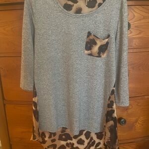 Soft Surroundings Gray, Black & Brown Animal Print Tunic